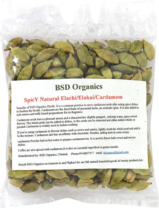 BSD Organics Spicy Natural Elachi/Elakai/Cardamom for Tea, Coffee, Sweet, Rice,Skincare, Oral Care and More - 500g(1.1 Pounds)