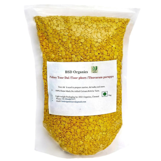 BSD Organics Pulses Toor Dal /Toor phors /Thuvaram paruppu (500 Gram / 1.1 Pound)