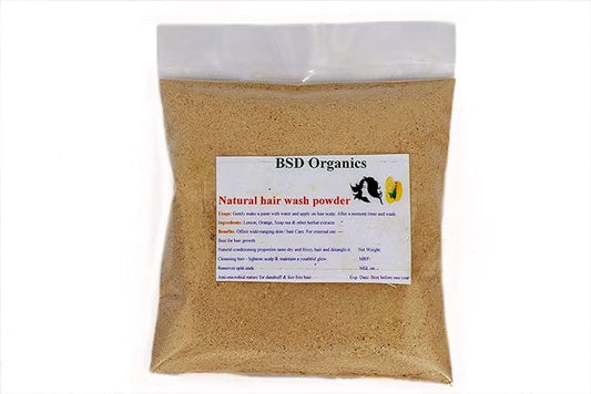 BSD Organics Natural Herbal Hair wash (Shikkai, Reetha, herbs) powder mask (200 Gram)