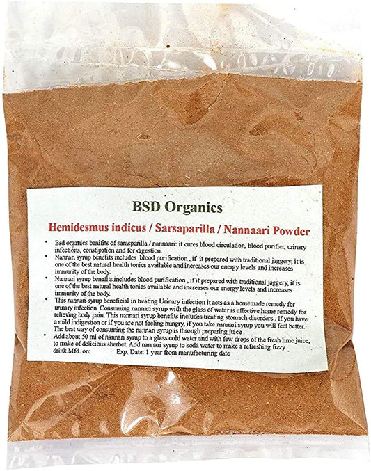 BSD Organics Herby Powder of Nannari/Sarsaparilla/Sugandhi (50 Gram / 1.7 Ounce)