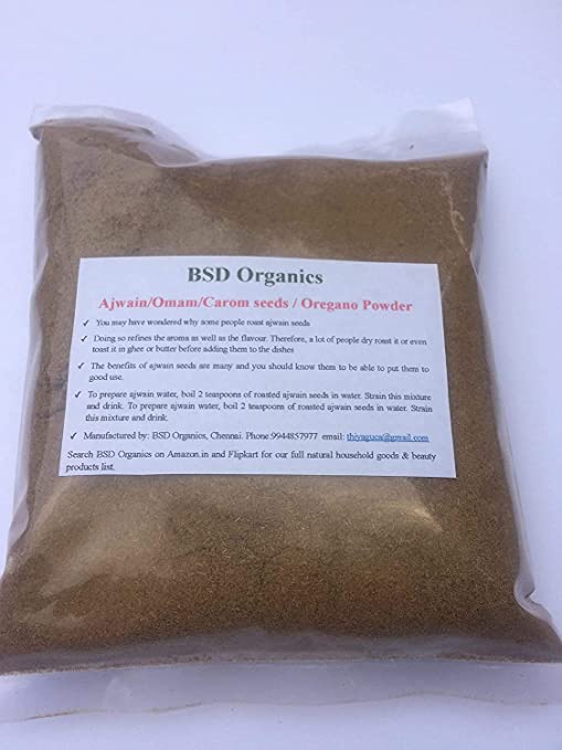 BSD Organics Ajwain/Omam/Carom seeds/Oregano Powder 50 Gram / 1.7 Ounce