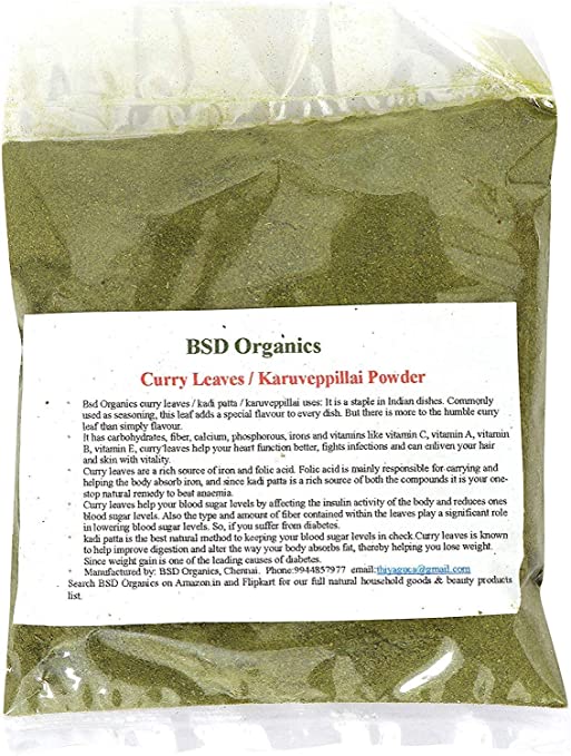 BSD Organics Powder of Curry Leaves/Curry en polvo/Karuveppillai thul - 50 gram / 1.7 ounce