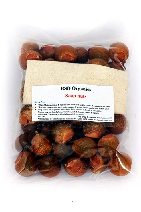 BSD Organics Soap nuts (Reetha, Areetha, kunkudukaialu) - 400gram/1 Pound (free pouch)