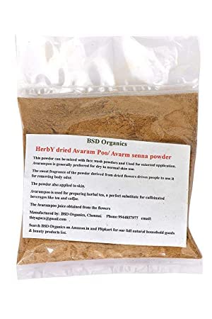 BSD Organics Herby Powder of Avarampoo/Avarm Senna/Senna Auriculata/Tanner's Cassia/Tamgedu for Tea, Skin Care and More-100gms