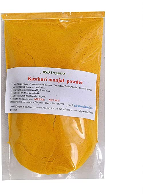 BSD Organics BeautY Powder of Facial Turmeric / Kasthuri Manjal / Wild Turmeric- 200 gram (0.44 Pounds)