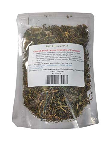 BSD Organics Garnish Dried Leaves Granules of Coriander / Dhaniya / Kottamalli (200 Gram / 7 Ounce)