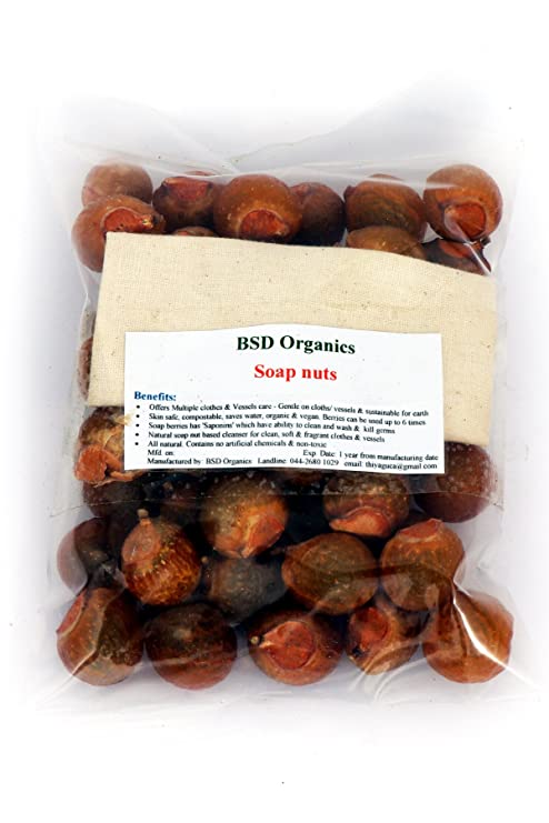 BSD Organics Soap nuts (Reetha, Areetha, kunkudukaialu) - 50 Grams / 1.7 Ounce