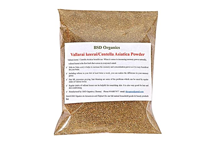 BSD Organics vallarai keerai / Centella Asiatica / Brahmi powder - 100 Gram / 1.7 Ounce