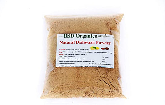 BSD ORGANICS BabyO Natural Dish wash Cleaning Powder for households with Babies - 100g / 3.5 Ounce